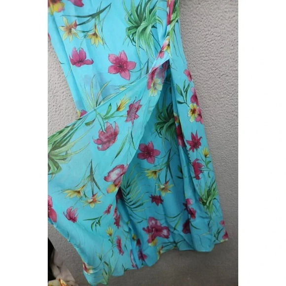 Talbots Floral Ruched Faux Wrap Maxi Dress-Size 16-Chiffon-Back Zip - Picture 4 of 10